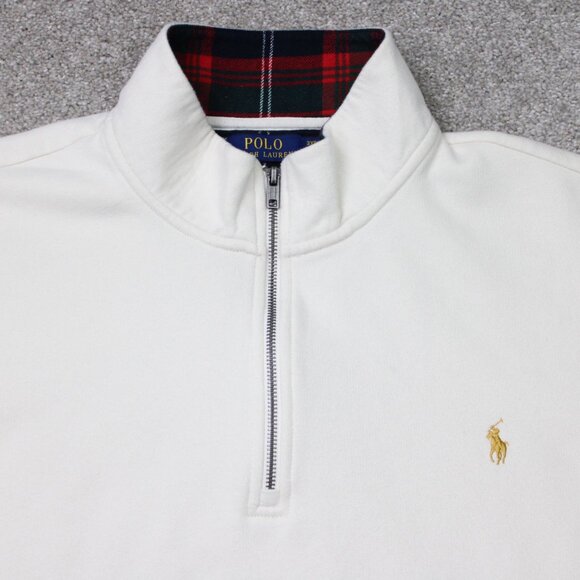 Polo Ralph Lauren Sweatshirt Mens 3XB White 1/4 Zip Sweater Pullover w/ Pockets - Picture 3 of 15